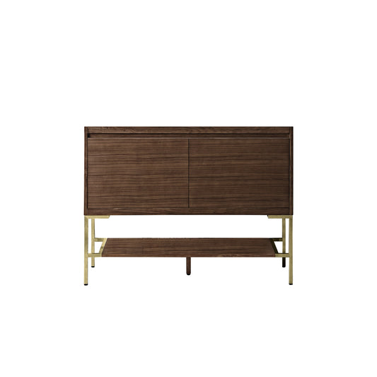 James Martin Vanities Mantova 47.3" Mid-Century Walnut and Champagne Brass Base Single Vanity Cabinet