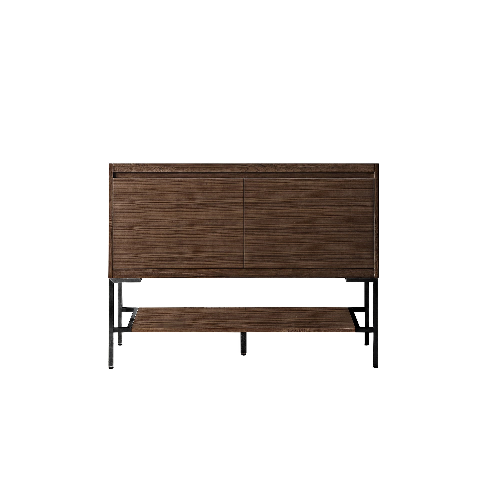 James Martin Vanities Mantova 47.3" Mid-Century Walnut and Matte Black Base Single Vanity Cabinet