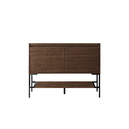 James Martin Vanities Mantova 47.3" Mid-Century Walnut and Matte Black Base Single Vanity Cabinet