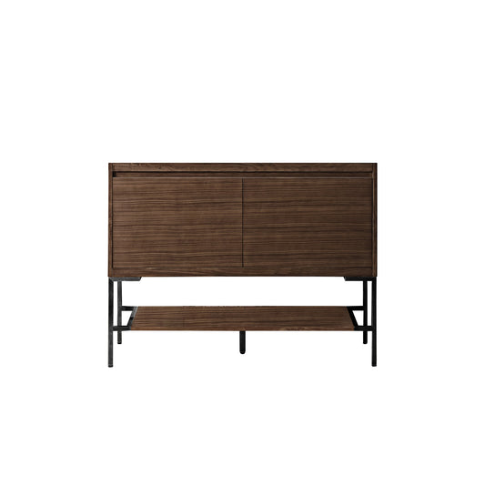 James Martin Vanities Mantova 47.3" Mid-Century Walnut and Matte Black Base Single Vanity Cabinet