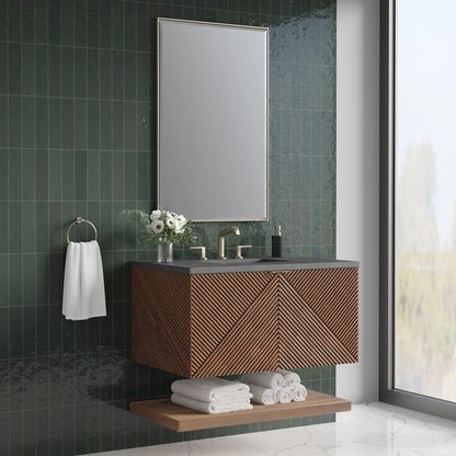 James Martin Vanities Marcello 36" Chestnut Single Vanity With 3 cm Charcoal Soapstone Top