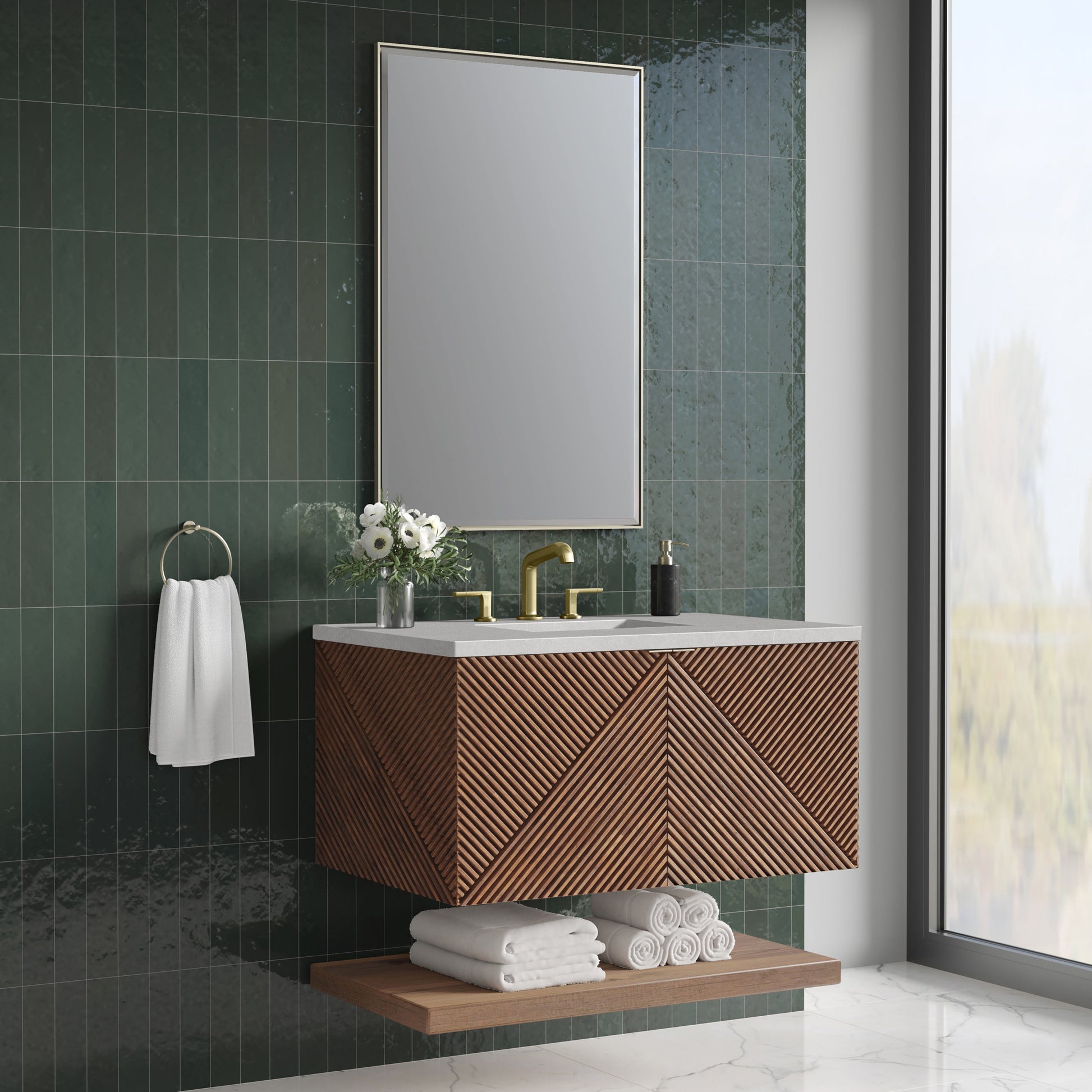 James Martin Vanities Marcello 36" Chestnut Single Vanity With 3 cm Eternal Serena Top