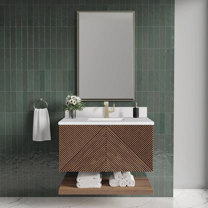 James Martin Vanities Marcello 36" Chestnut Single Vanity With Single Hole 3 cm White Zeus Top & Backsplash