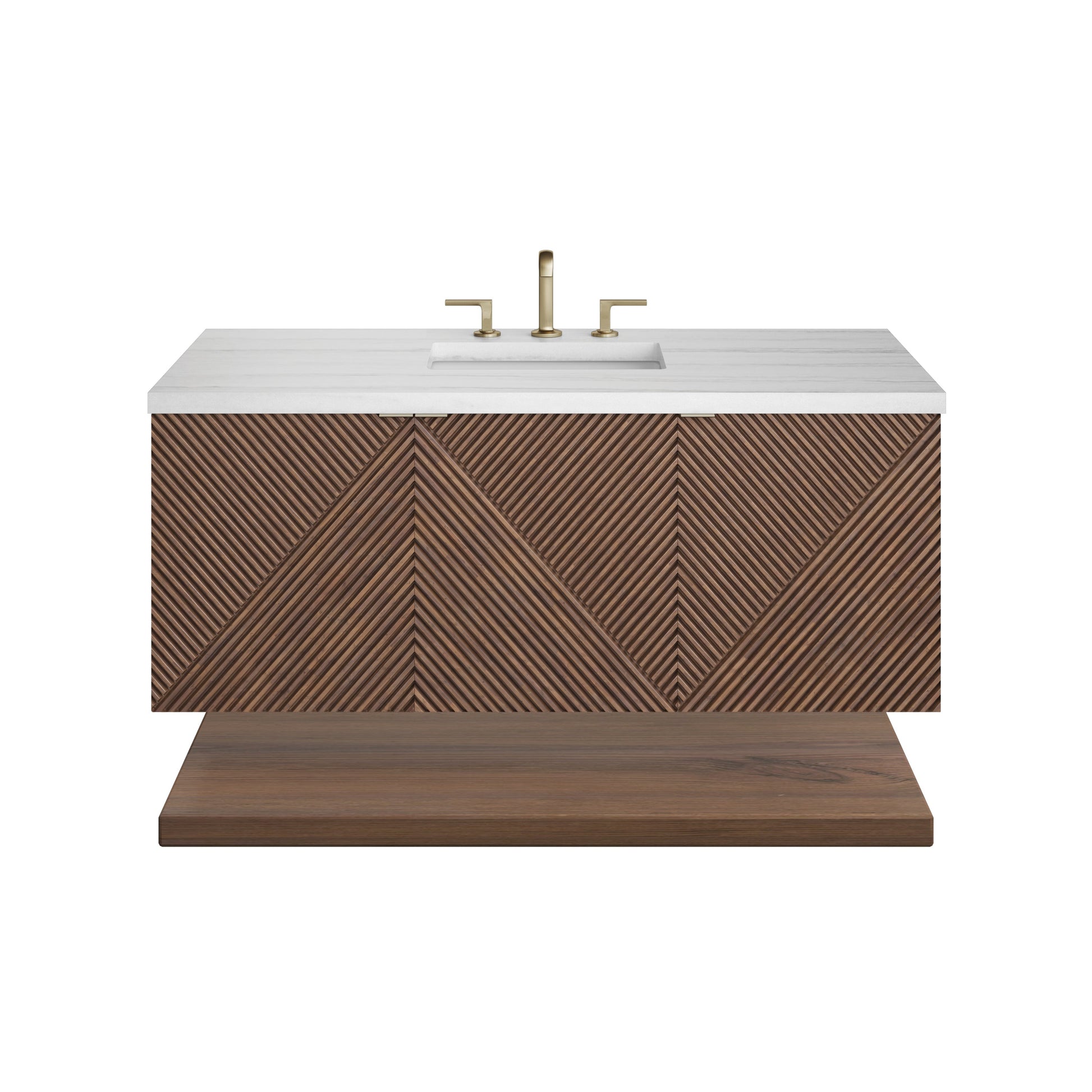 James Martin Vanities Marcello 48" Chestnut Single Vanity With 3 cm Arctic Fall Solid Surface Top