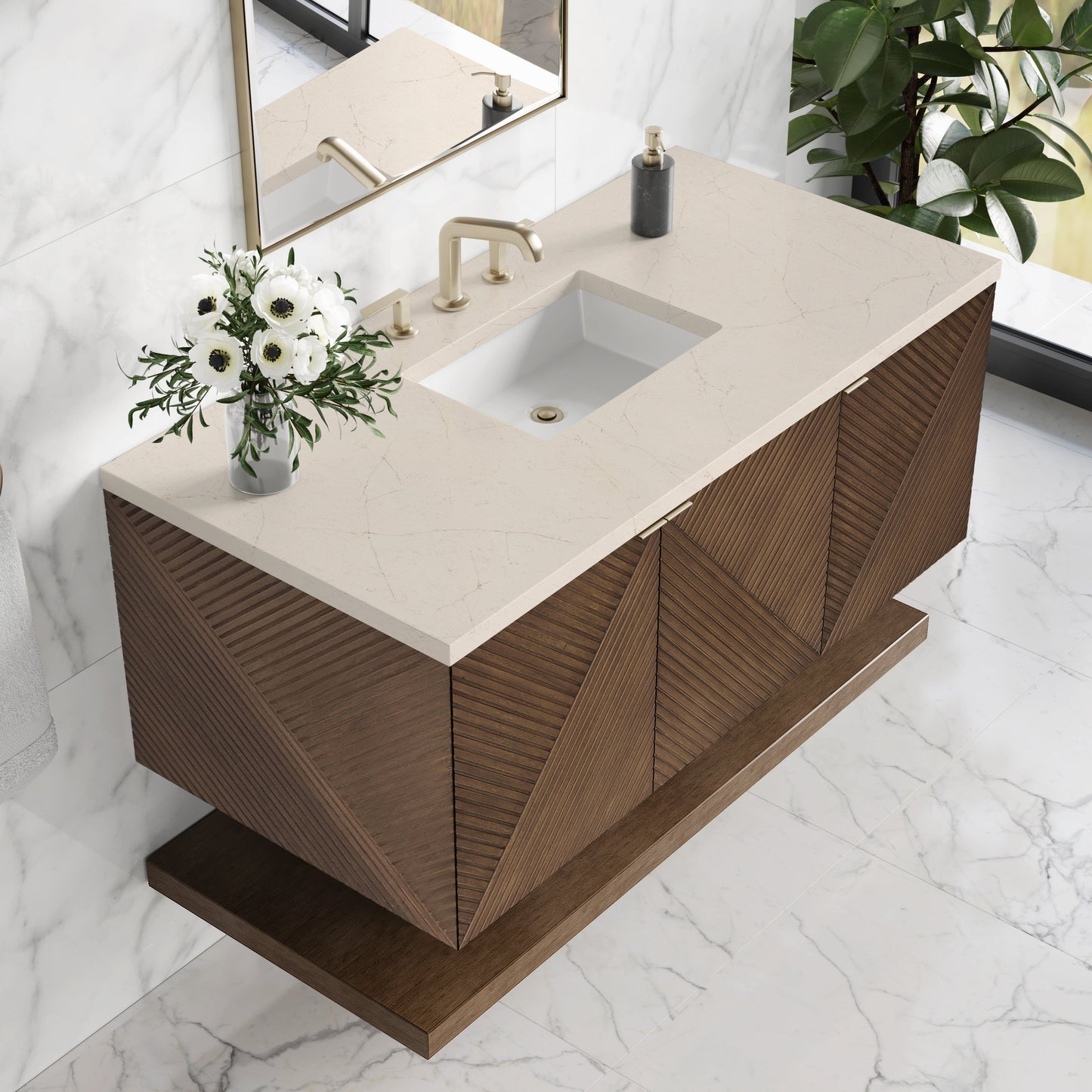 James Martin Vanities Marcello 48" Chestnut Single Vanity With 3 cm Eternal Marfil Quartz Top