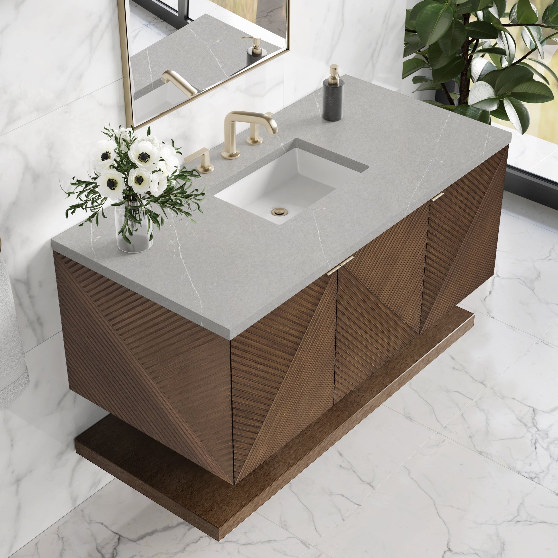 James Martin Vanities Marcello 48" Chestnut Single Vanity With 3 cm Eternal Serena Quartz Top