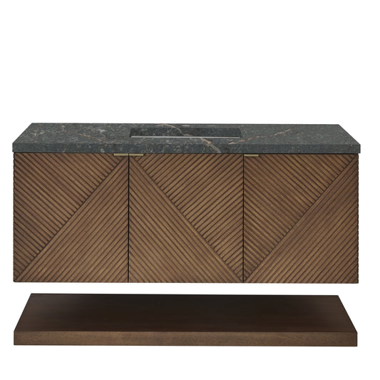 James Martin Vanities Marcello 48" Chestnut Single Vanity With 3 cm Parisien Bleu Quartz Top