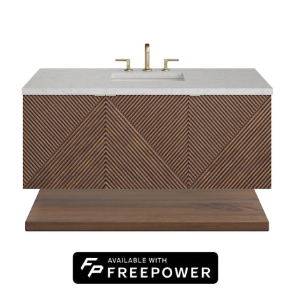 James Martin Vanities Marcello 48" Chestnut Single Vanity With 3cm Eternal Jasmine Pearl Silestone Top With FreePower Wireless Charger