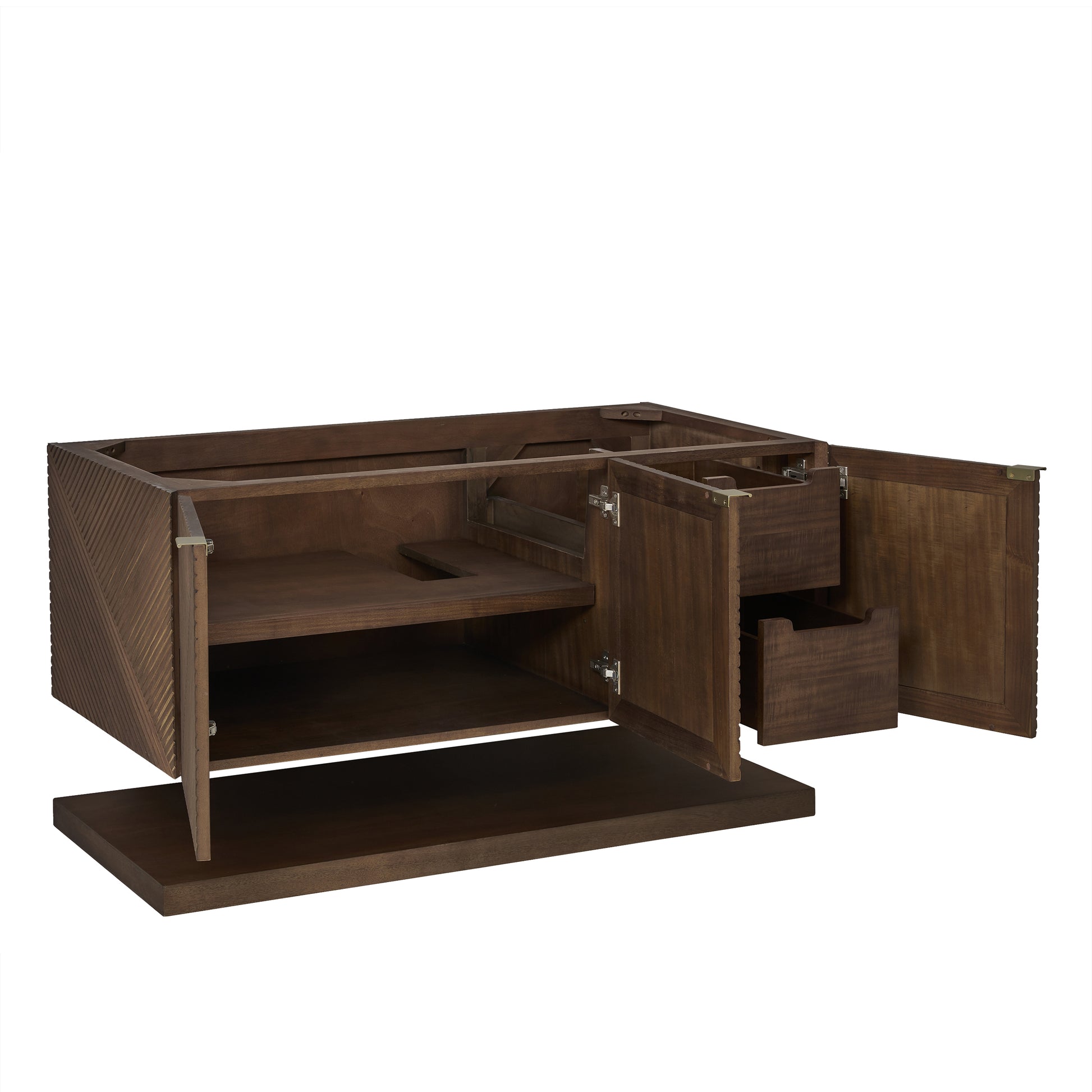 James Martin Vanities Marcello 48" Chestnut Single Vanity With 3cm Ethereal Noctis Silestone Top With FreePower Wireless Charger