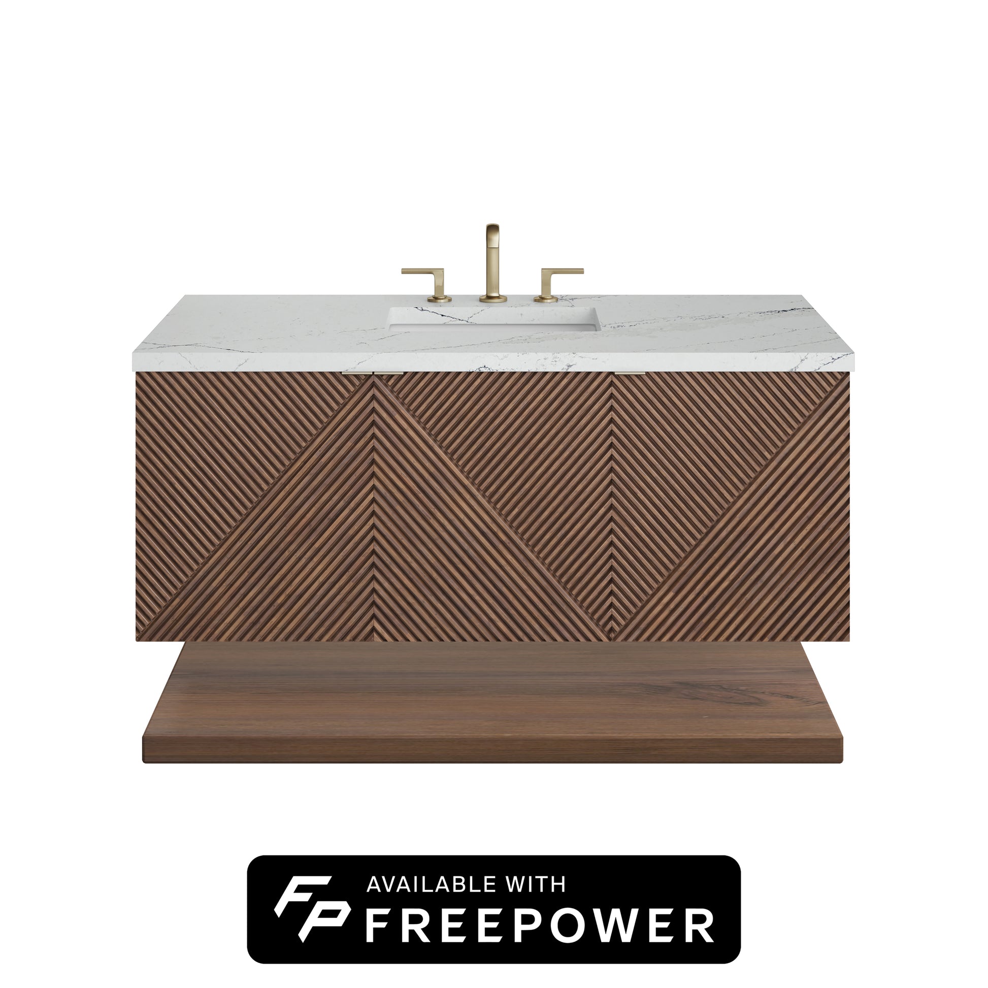 James Martin Vanities Marcello 48" Chestnut Single Vanity With 3cm Ethereal Noctis Silestone Top With FreePower Wireless Charger