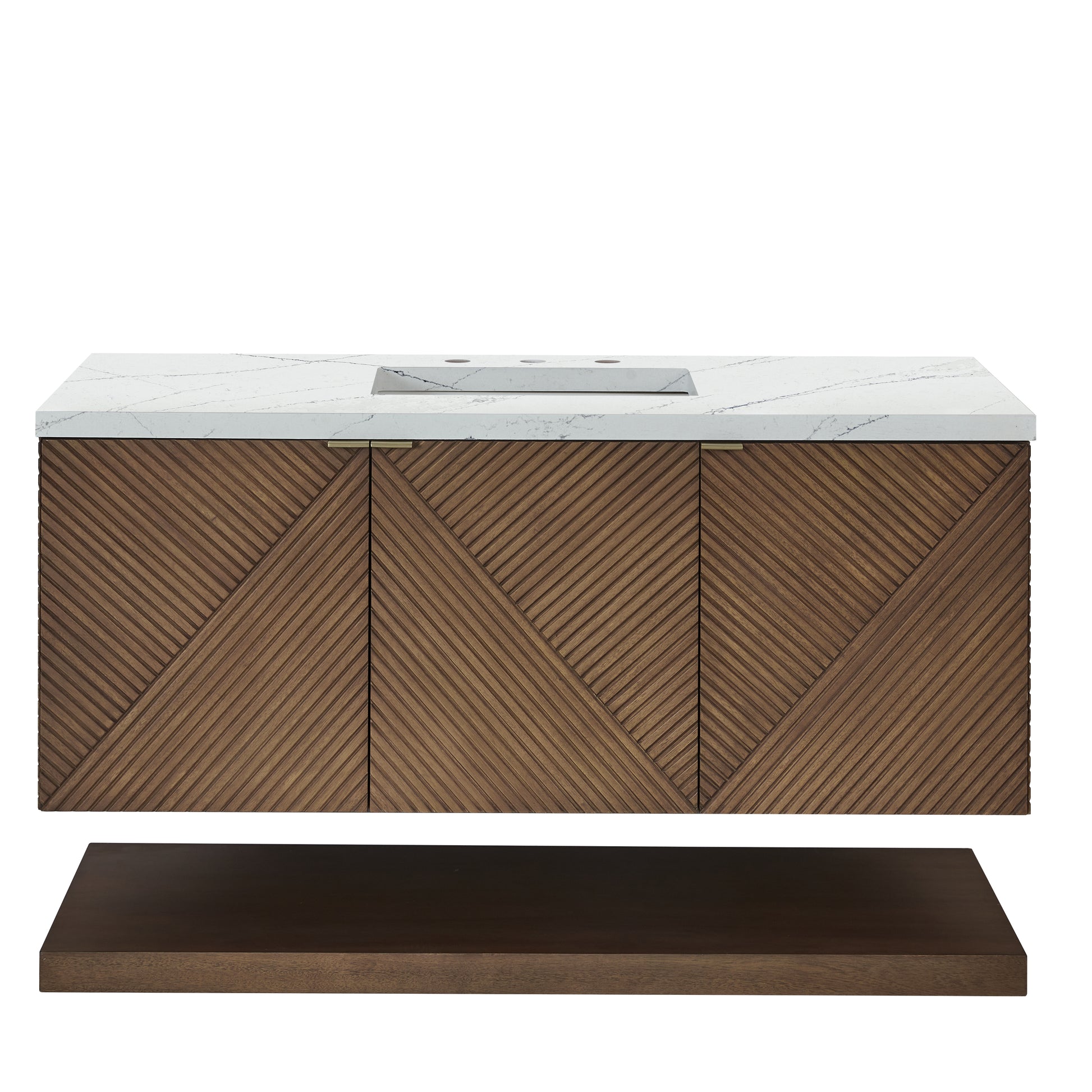 James Martin Vanities Marcello 48" Chestnut Single Vanity With 3cm Ethereal Noctis Silestone Top With FreePower Wireless Charger