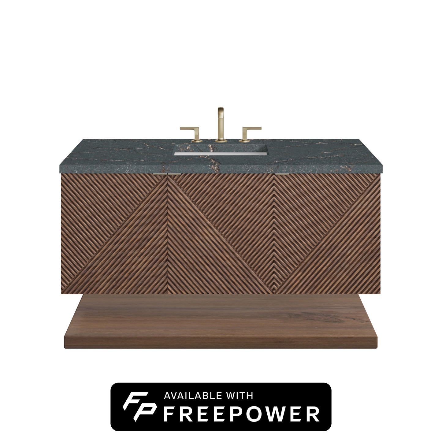 James Martin Vanities Marcello 48" Chestnut Single Vanity With 3cm Parisien Bleu Silestone Top With FreePower Wireless Charger