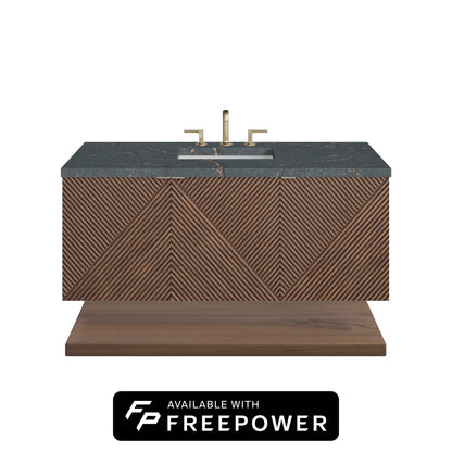 James Martin Vanities Marcello 48" Chestnut Single Vanity With 3cm Parisien Bleu Silestone Top With FreePower Wireless Charger