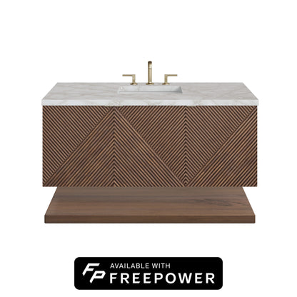 James Martin Vanities Marcello 48" Chestnut Single Vanity With 3cm Victorian Silver Silestone Top With FreePower Wireless Charger