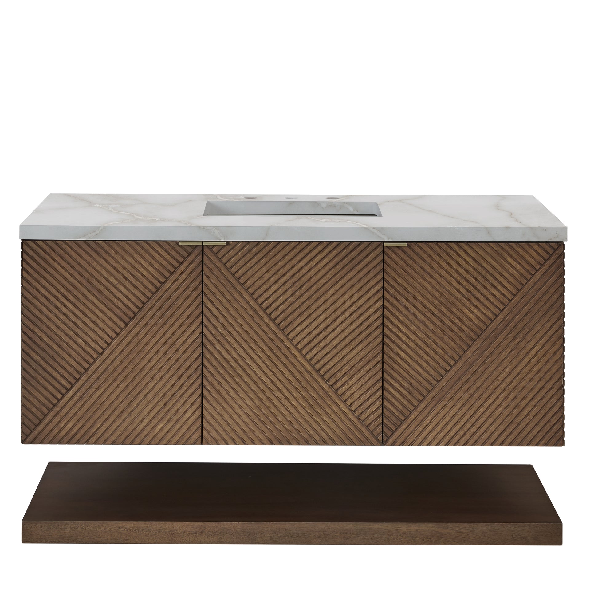James Martin Vanities Marcello 48" Chestnut Single Vanity With 3cm Victorian Silver Silestone Top With FreePower Wireless Charger
