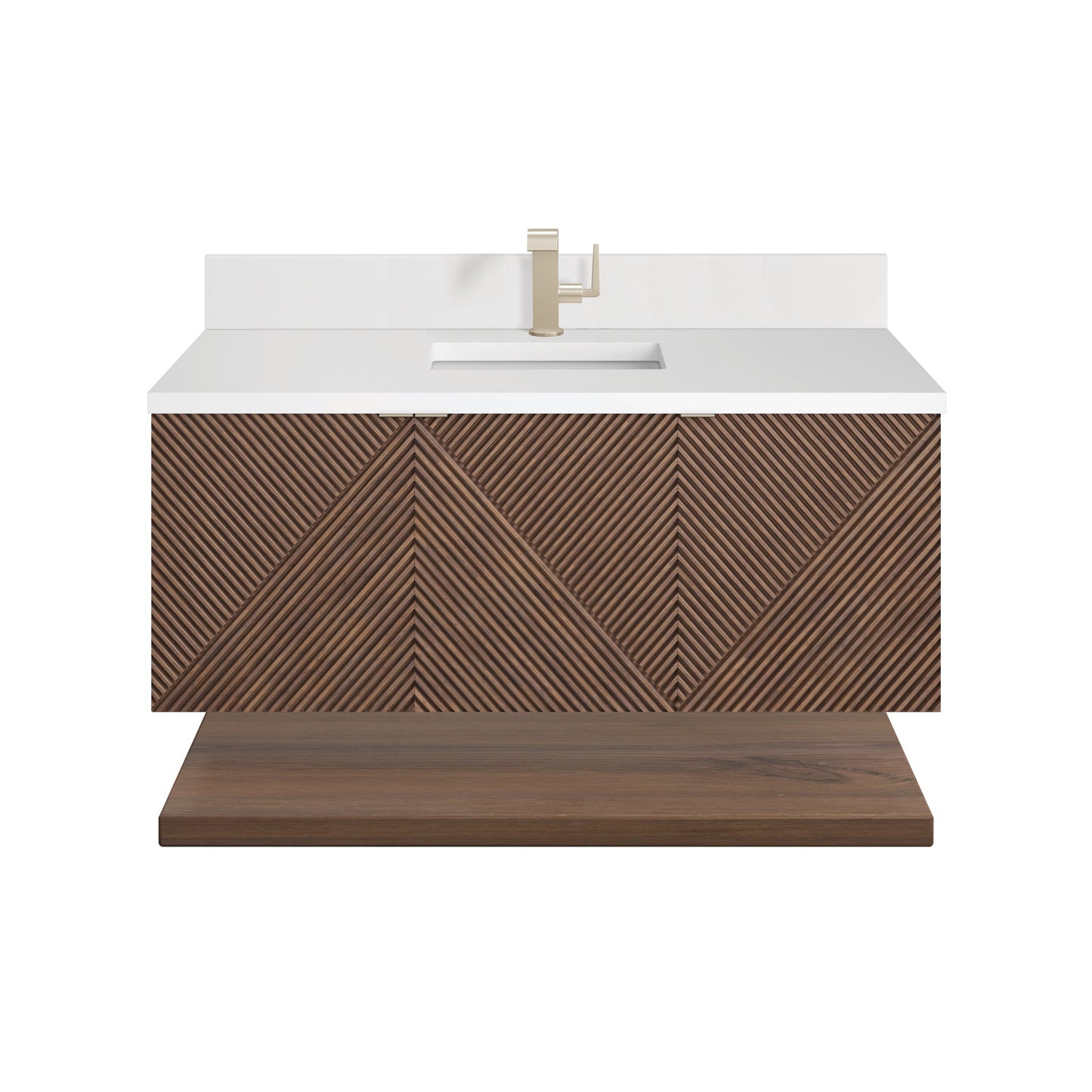 James Martin Vanities Marcello 48" Chestnut Single Vanity With Single Hole 3 cm White Zeus Quartz Top & Backsplash