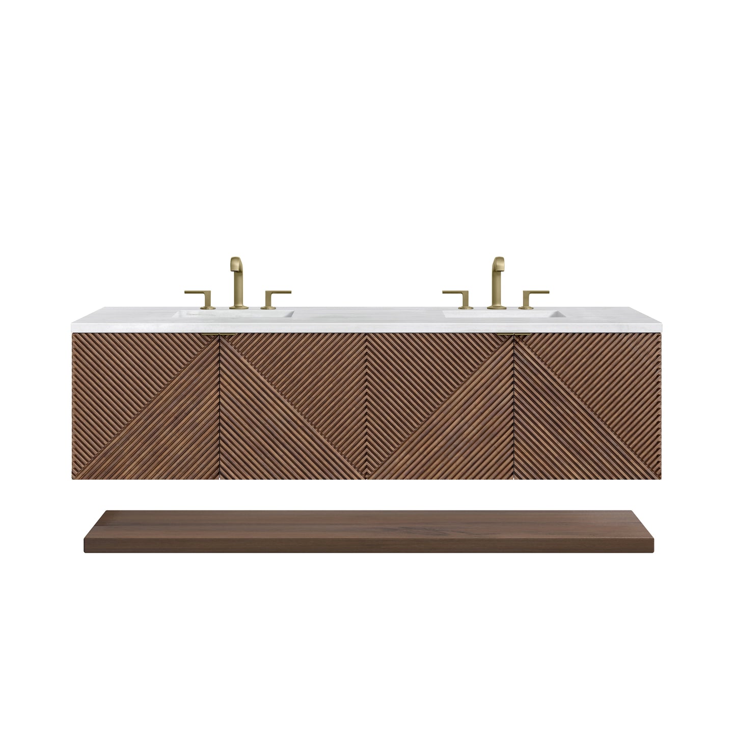 James Martin Vanities Marcello 72" Chestnut Double Vanity With 3 cm Arctic Fall Top