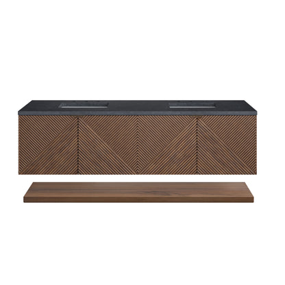 James Martin Vanities Marcello 72" Chestnut Double Vanity With 3 cm Charcoal Soapstone Top