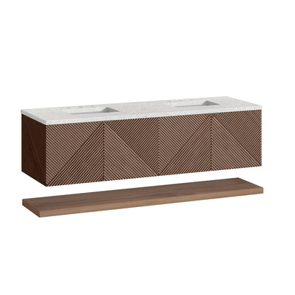 James Martin Vanities Marcello 72" Chestnut Double Vanity With 3 cm Eternal Jasmine Pearl Top and FreePower Wireless Charger