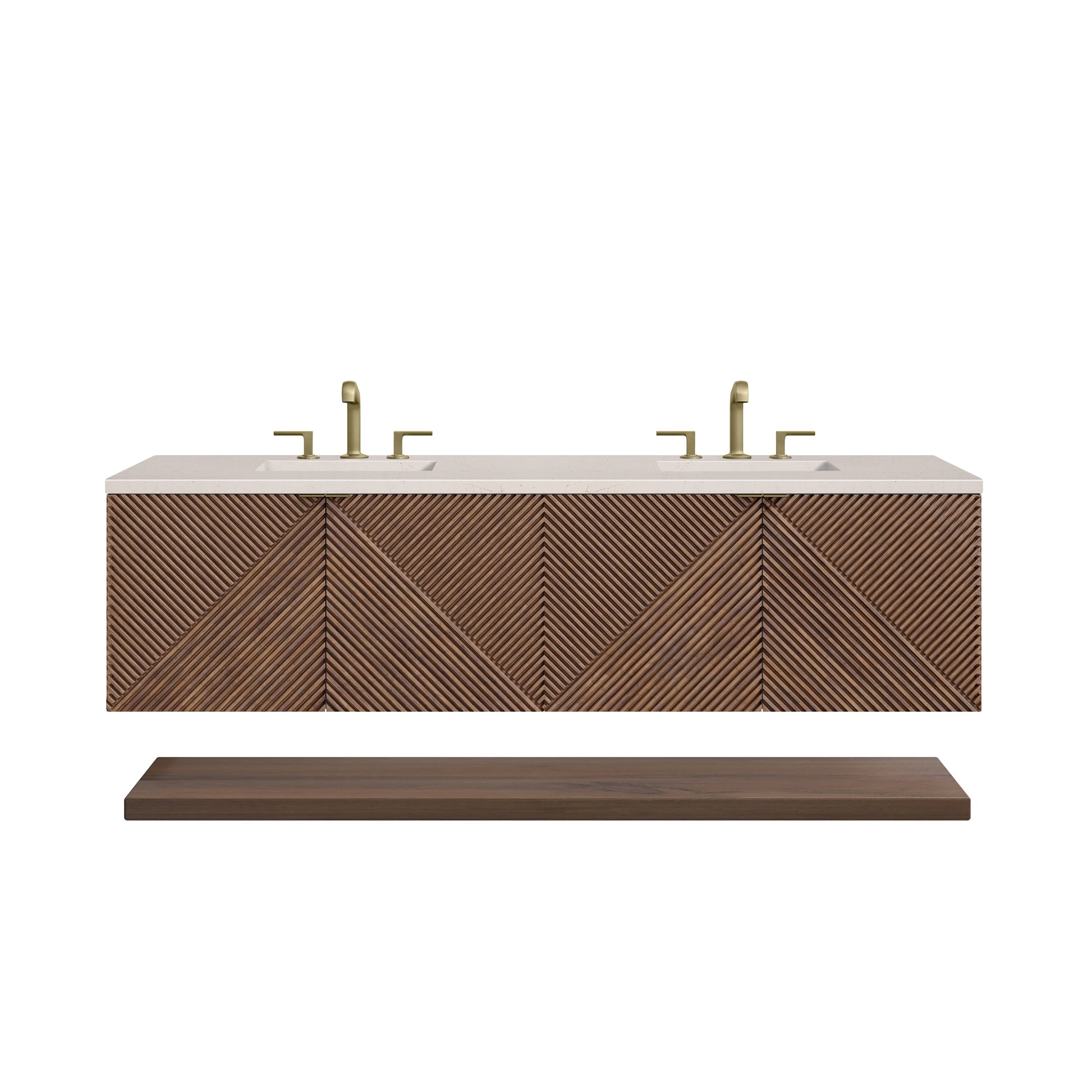 James Martin Vanities Marcello 72" Chestnut Double Vanity With 3 cm Eternal Marfil Top