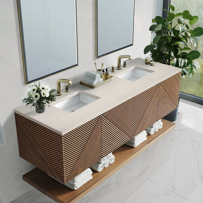 James Martin Vanities Marcello 72" Chestnut Double Vanity With 3 cm Eternal Marfil Top