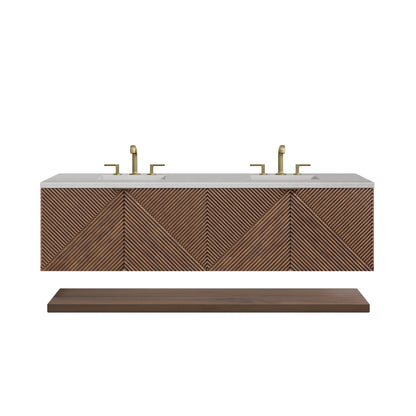 James Martin Vanities Marcello 72" Chestnut Double Vanity With 3 cm Eternal Serena Top