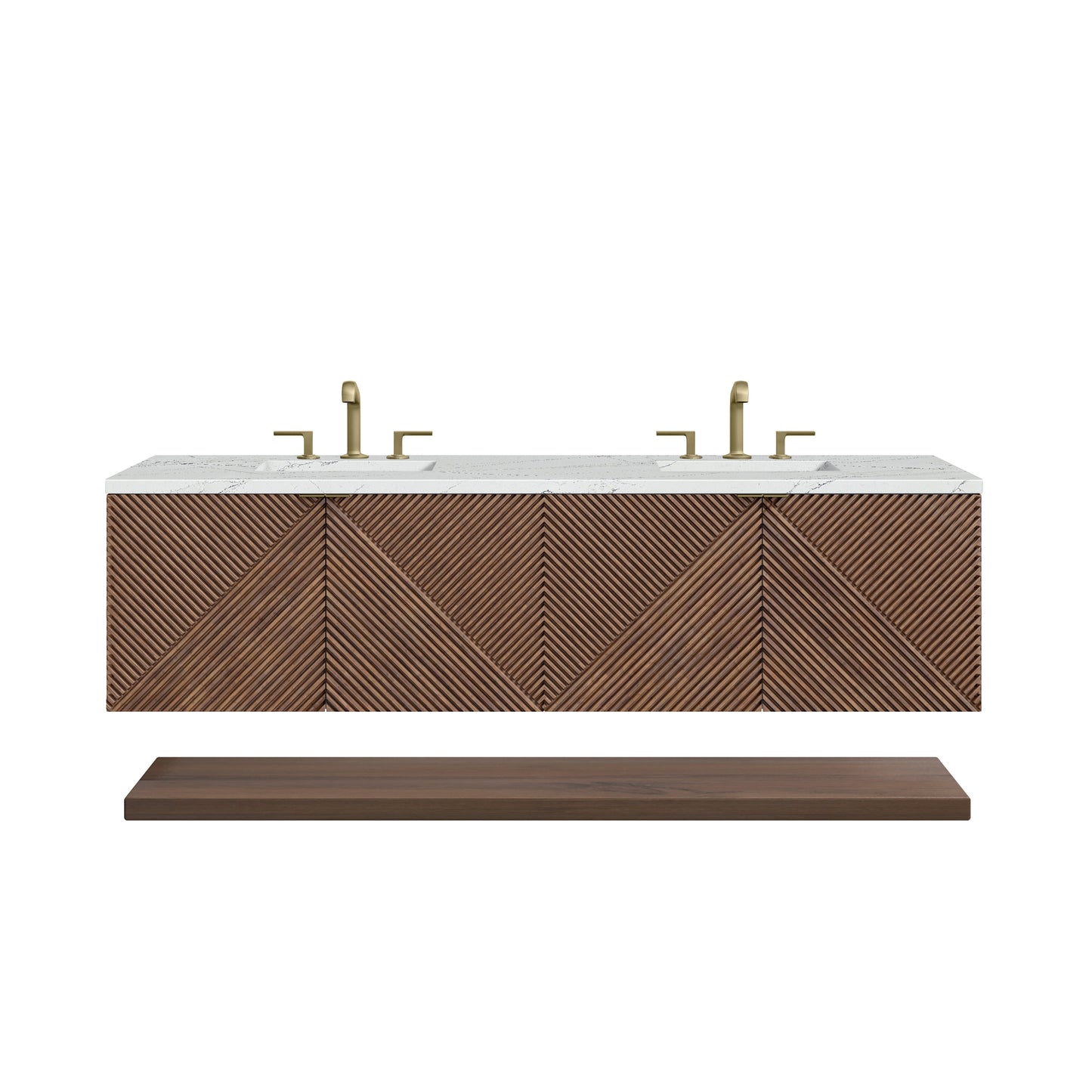 James Martin Vanities Marcello 72" Chestnut Double Vanity With 3 cm Ethereal Noctis Top