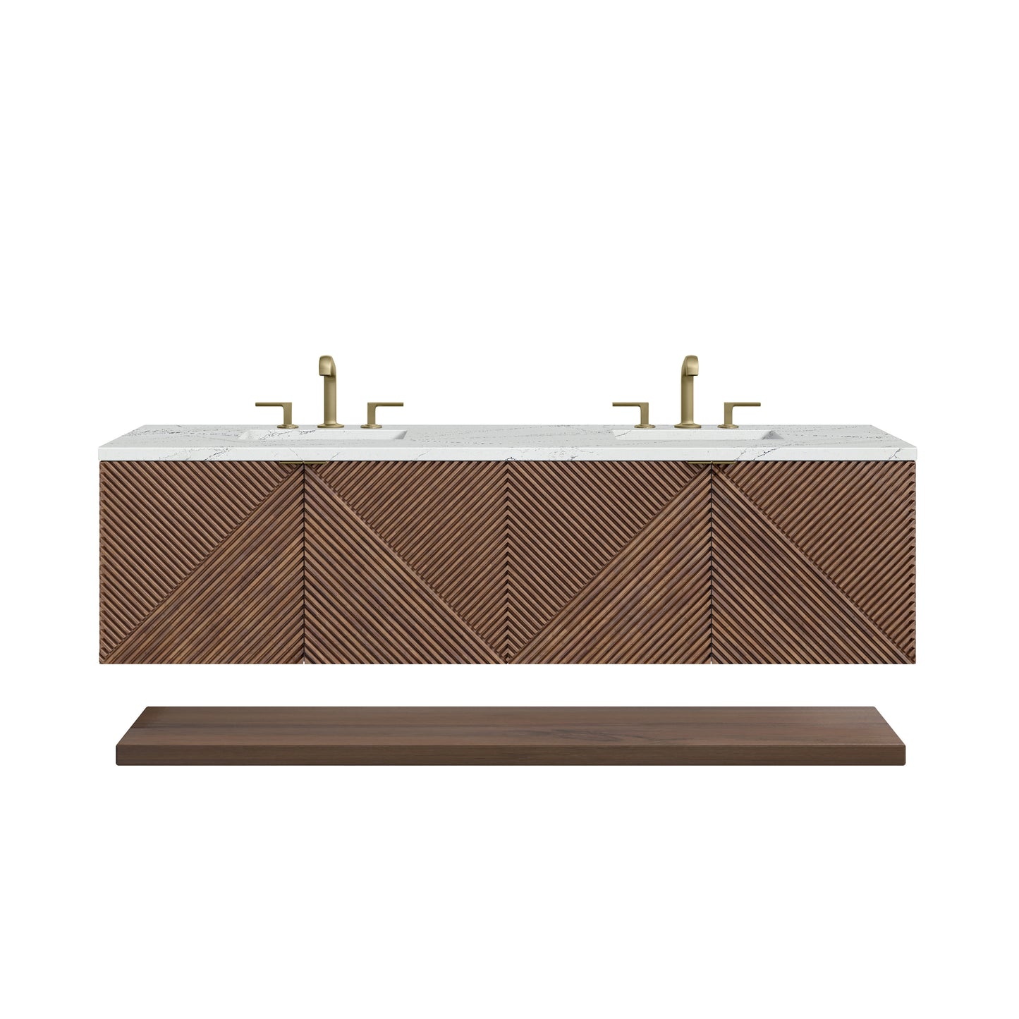 James Martin Vanities Marcello 72" Chestnut Double Vanity With 3 cm Ethereal Noctis Top and FreePower Wireless Charger