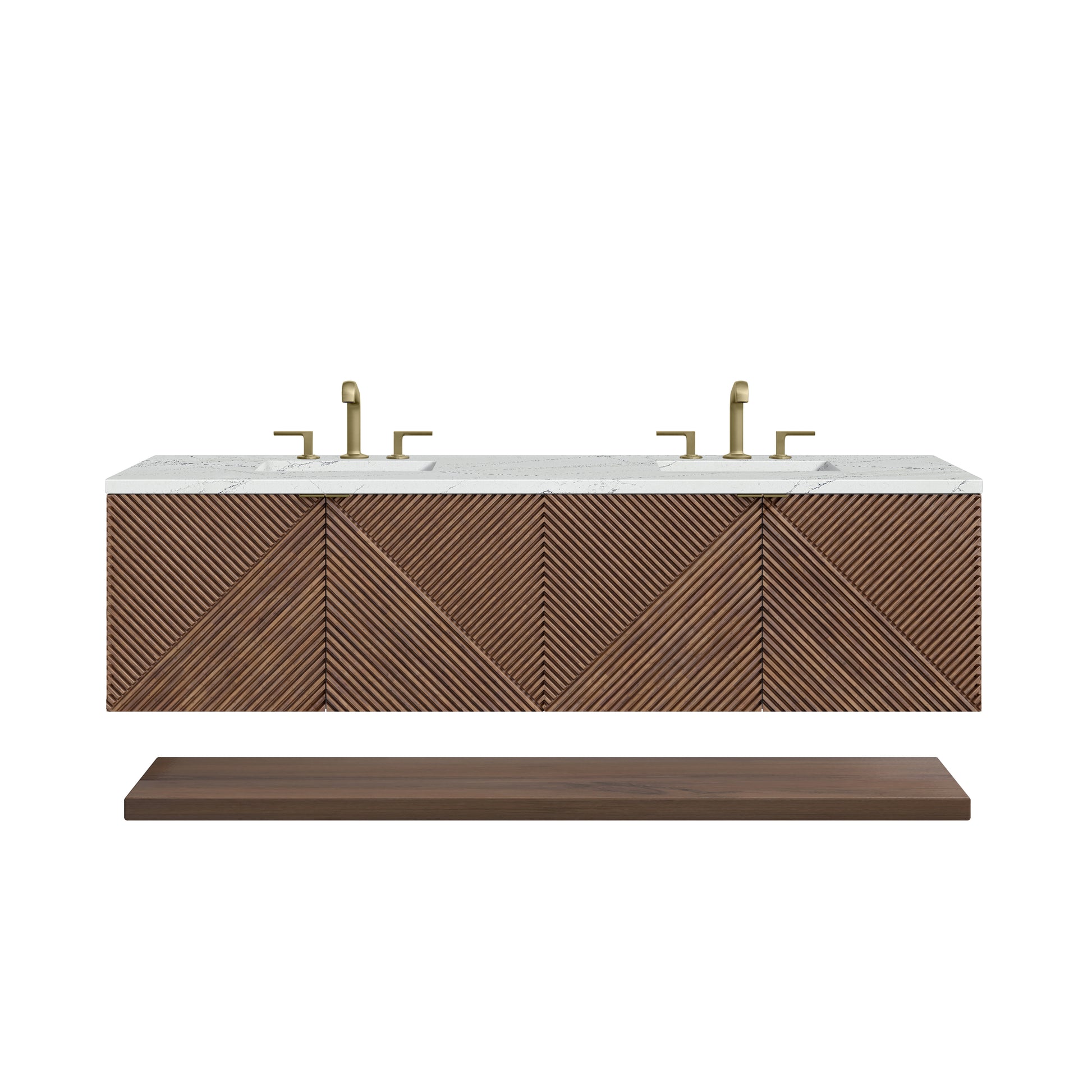 James Martin Vanities Marcello 72" Chestnut Double Vanity With 3 cm Ethereal Noctis Top and FreePower Wireless Charger