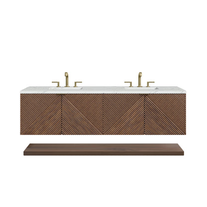 James Martin Vanities Marcello 72" Chestnut Double Vanity With 3 cm Ethereal Noctis Top and FreePower Wireless Charger