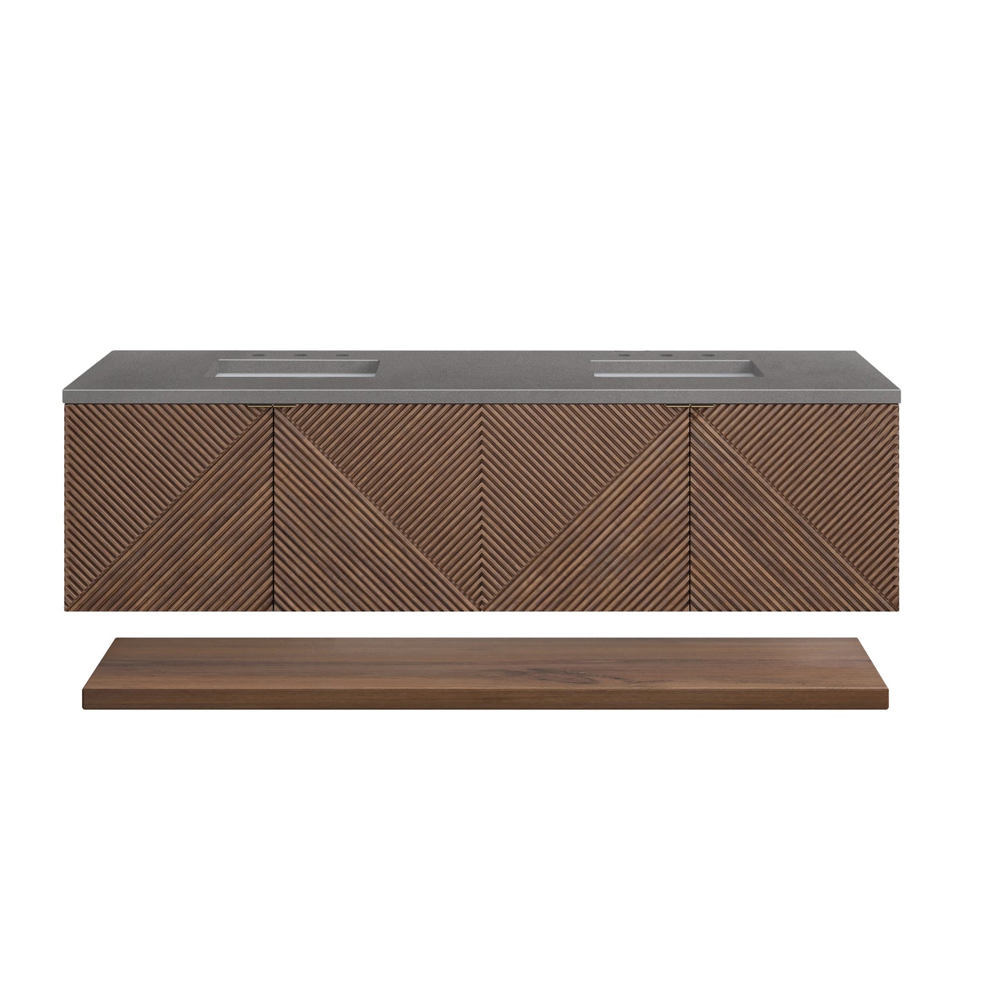 James Martin Vanities Marcello 72" Chestnut Double Vanity With 3 cm Grey Expo Top