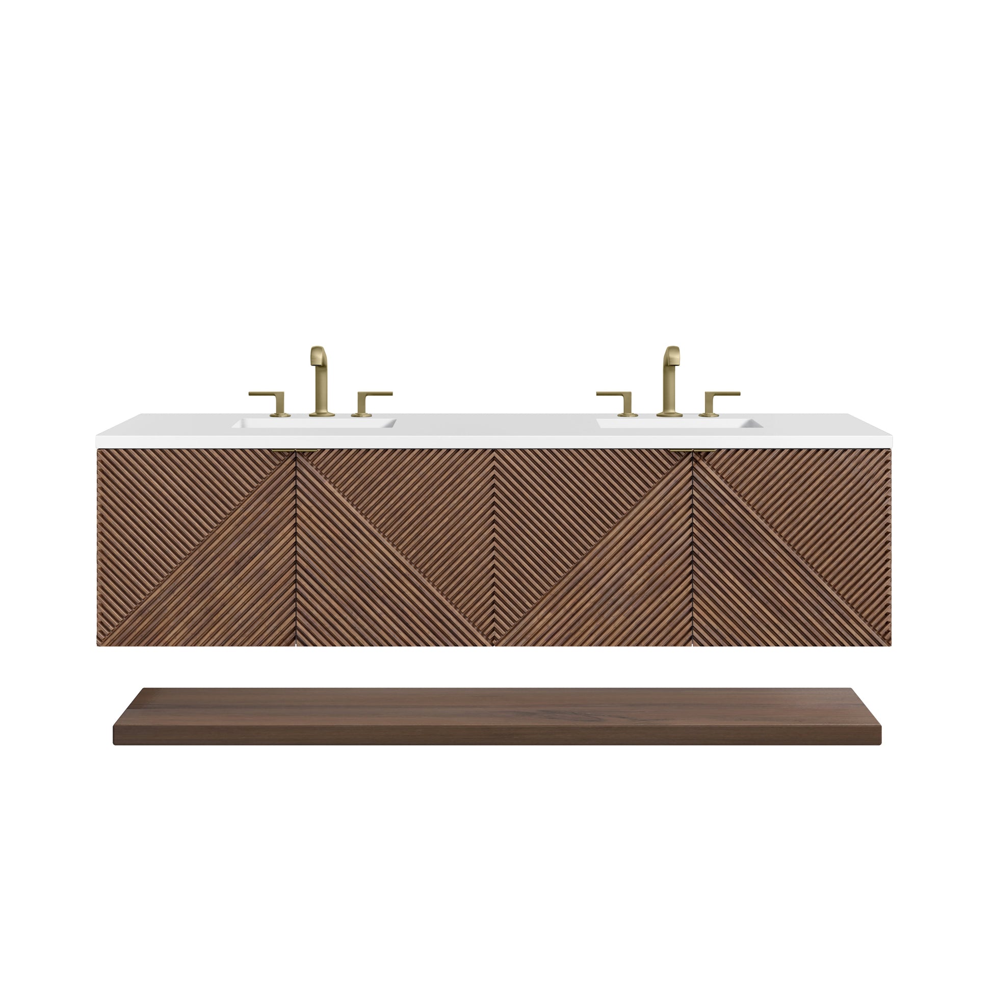 James Martin Vanities Marcello 72" Chestnut Double Vanity With 3 cm White Zeus Top