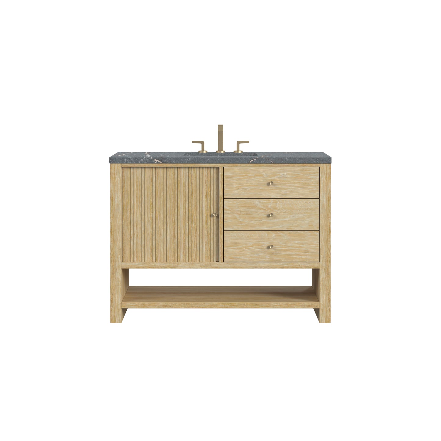 James Martin Vanities Marigot 48" Sunwashed Oak Single Vanity With 3cm Parisien Bleu Silestone Top With FreePower Wireless Charger