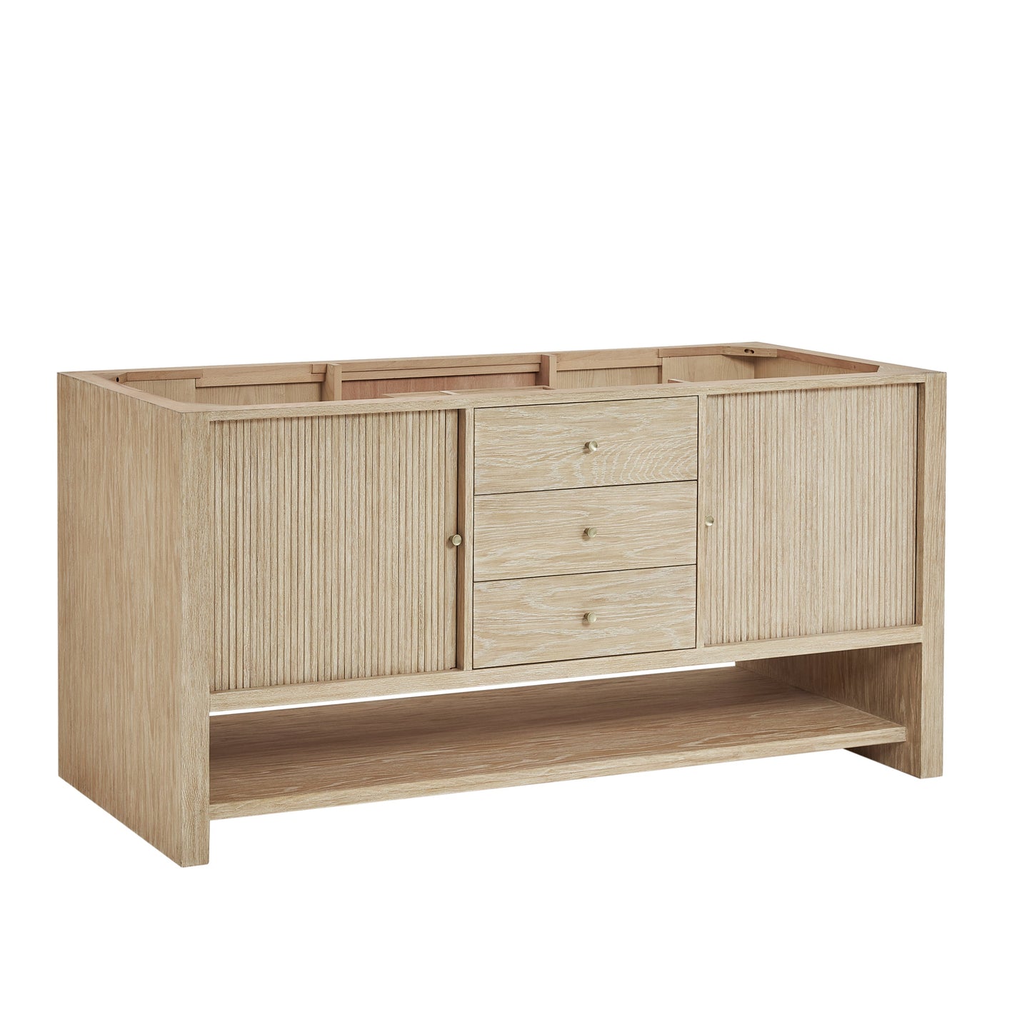 James Martin Vanities Marigot 72" Sunwashed Oak Double Vanity With 3 cm Arctic Fall Solid Surface Top