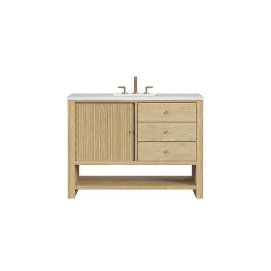 James Martin Vanities Marigot Single 48" Sunwashed Oak Single Vanity With 3 cm Arctic Fall Solid Surface Top