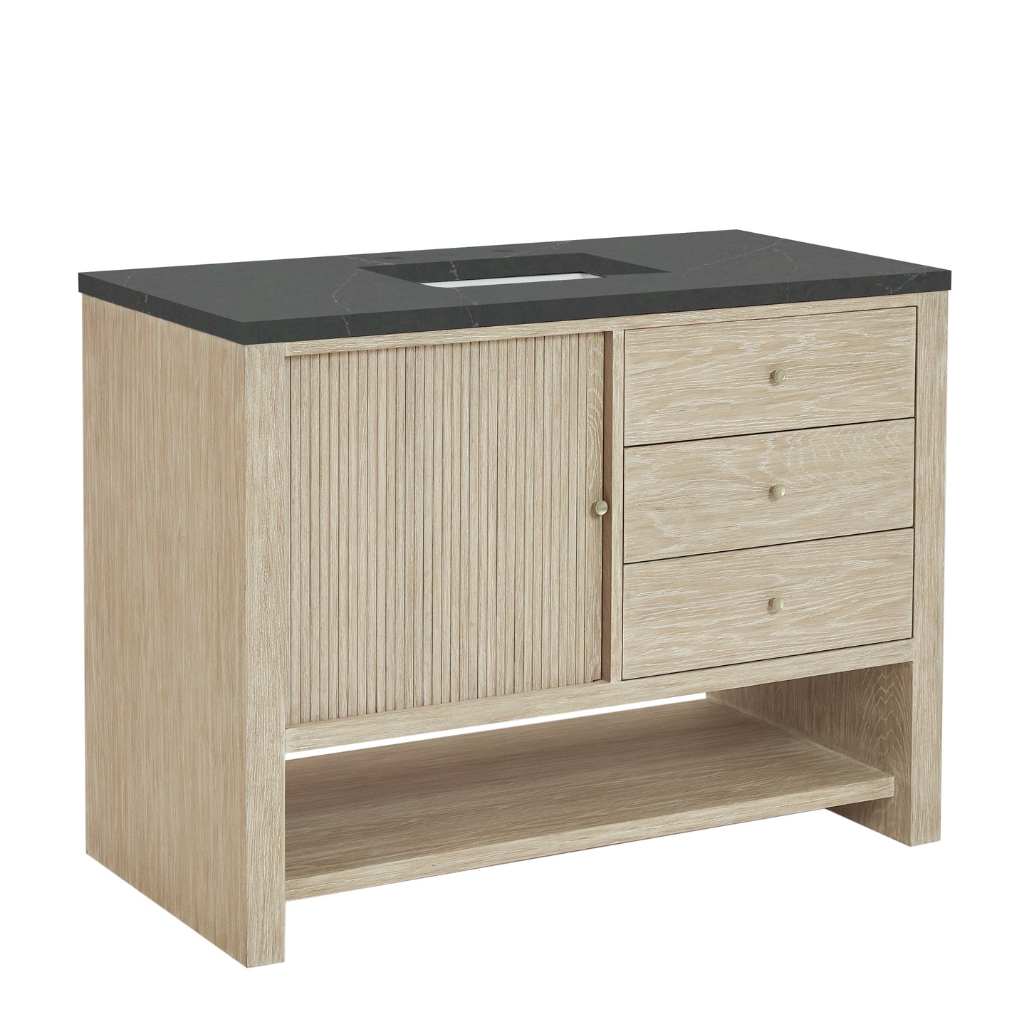 James Martin Vanities Marigot Single 48" Sunwashed Oak Single Vanity With 3 cm Charcoal Soapstone Quartz Top