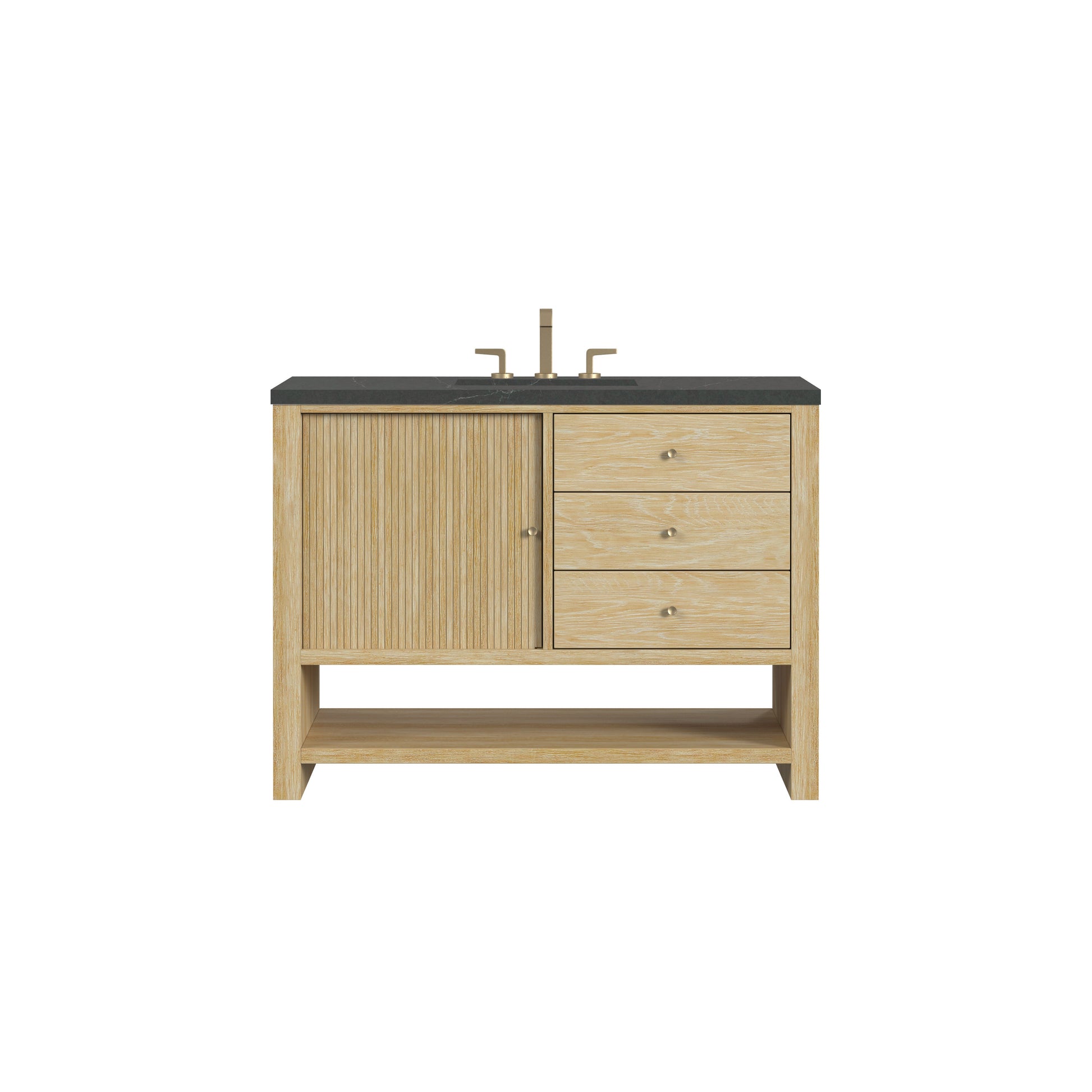 James Martin Vanities Marigot Single 48" Sunwashed Oak Single Vanity With 3 cm Charcoal Soapstone Quartz Top