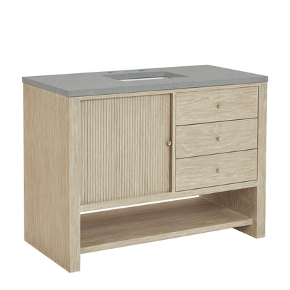 James Martin Vanities Marigot Single 48" Sunwashed Oak Single Vanity With 3 cm Eternal Serena Quartz Top