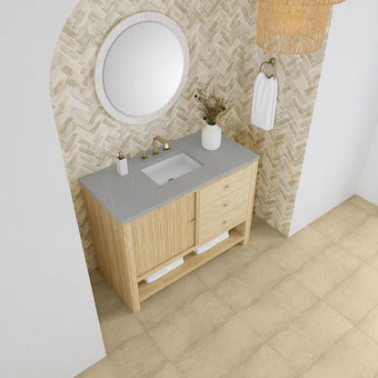 James Martin Vanities Marigot Single 48" Sunwashed Oak Single Vanity With 3 cm Eternal Serena Quartz Top