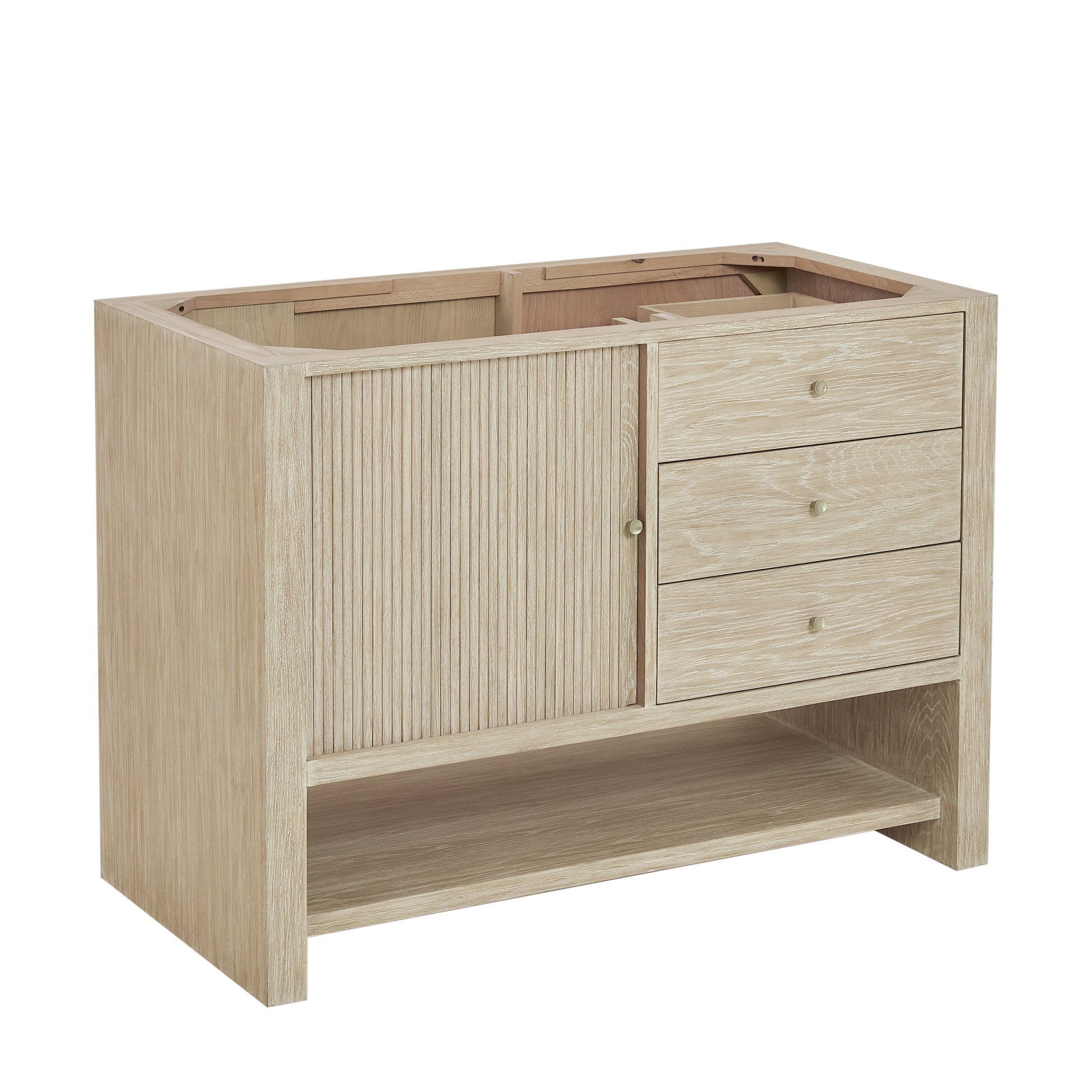 James Martin Vanities Marigot Single 48" Sunwashed Oak Single Vanity With 3 cm Parisien Bleu Quartz Top
