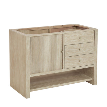 James Martin Vanities Marigot Single 48" Sunwashed Oak Single Vanity With 3 cm Parisien Bleu Quartz Top