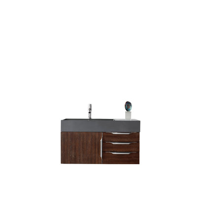 James Martin Vanities Mercer Island 36" Coffee Oak Single Vanity With Dusk Grey Glossy Composite Top