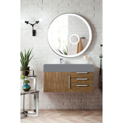 James Martin Vanities Mercer Island 36" Latte Oak Single Vanity With Dusk Grey Glossy Composite Top