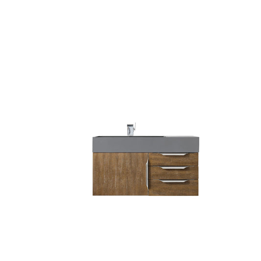 James Martin Vanities Mercer Island 36" Latte Oak Single Vanity With Dusk Grey Glossy Composite Top