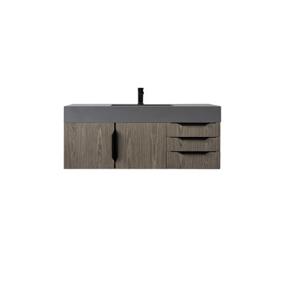 James Martin Vanities Mercer Island 48" Ash Gray, Matte Black Single Vanity With Dusk Grey Glossy Composite Top