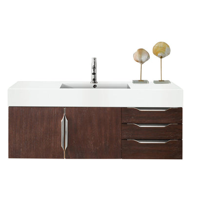 James Martin Vanities Mercer Island 48" Coffee Oak Single Vanity With Glossy White Composite Top