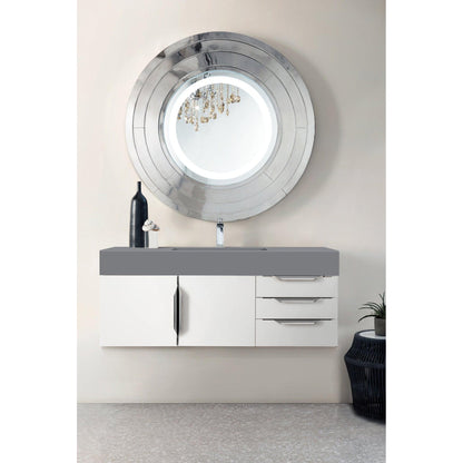 James Martin Vanities Mercer Island 48" Glossy White Single Vanity With Dusk Grey Glossy Composite Top