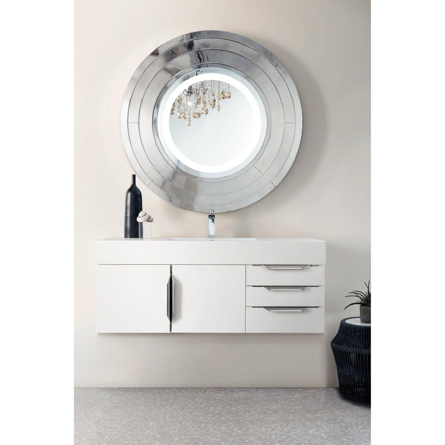 James Martin Vanities Mercer Island 48" Glossy White Single Vanity With Glossy White Composite Top