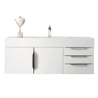 James Martin Vanities Mercer Island 48" Glossy White Single Vanity With Glossy White Composite Top