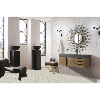 James Martin Vanities Mercer Island 48" Latte Oak, Matte Black Single Vanity With Dusk Grey Glossy Composite Top